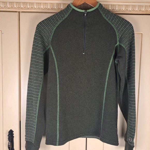 KUHL Women's Sovana Pullover Forest Green 1/4 Zip Long Sleeve Chianti Fleece Sm - Picture 1 of 10